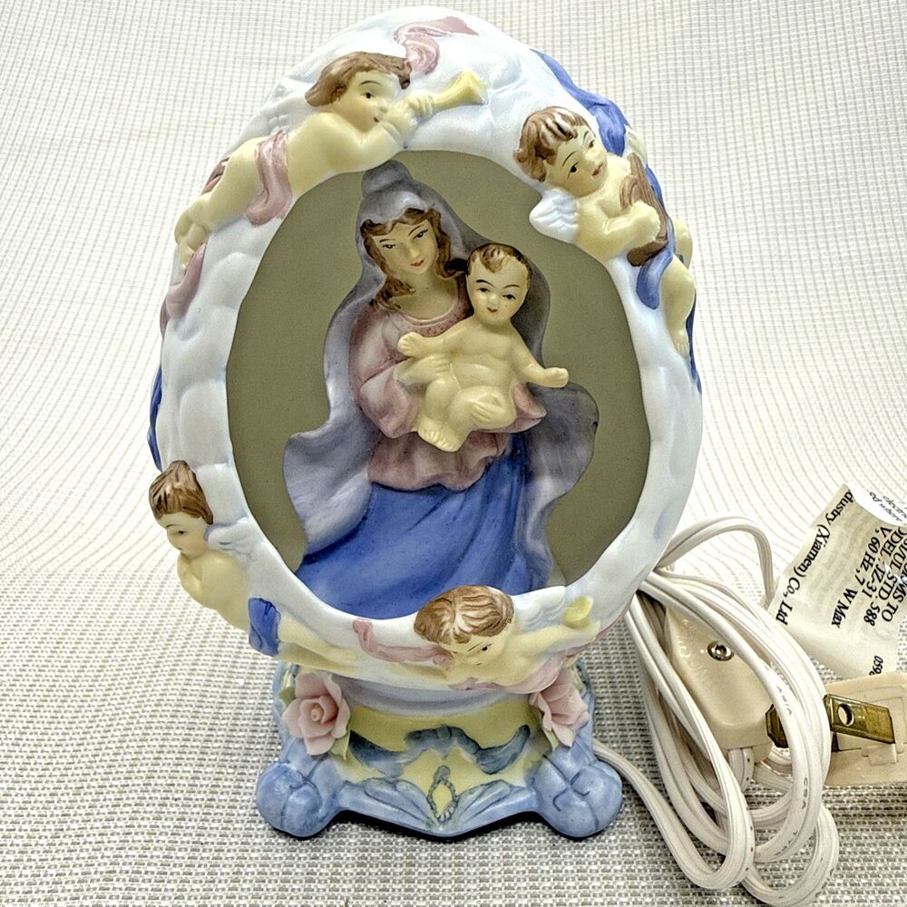 Avon Vintage 1998 Inspiration Light Madonna & Child Cherubs Ceramic Nightlight